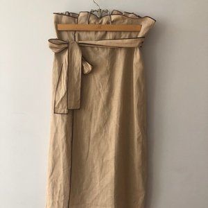 Farrow linen cinch-waist skirt